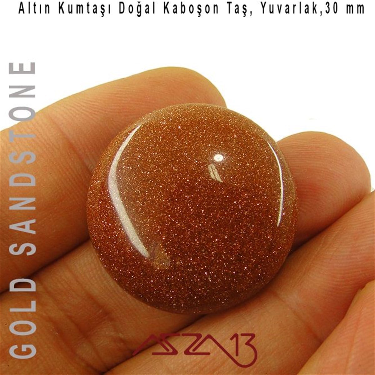 Altın Kumtaşı, 30 mm, Doğal Taş Kaboşon / Paket İçeriği 1 Adet