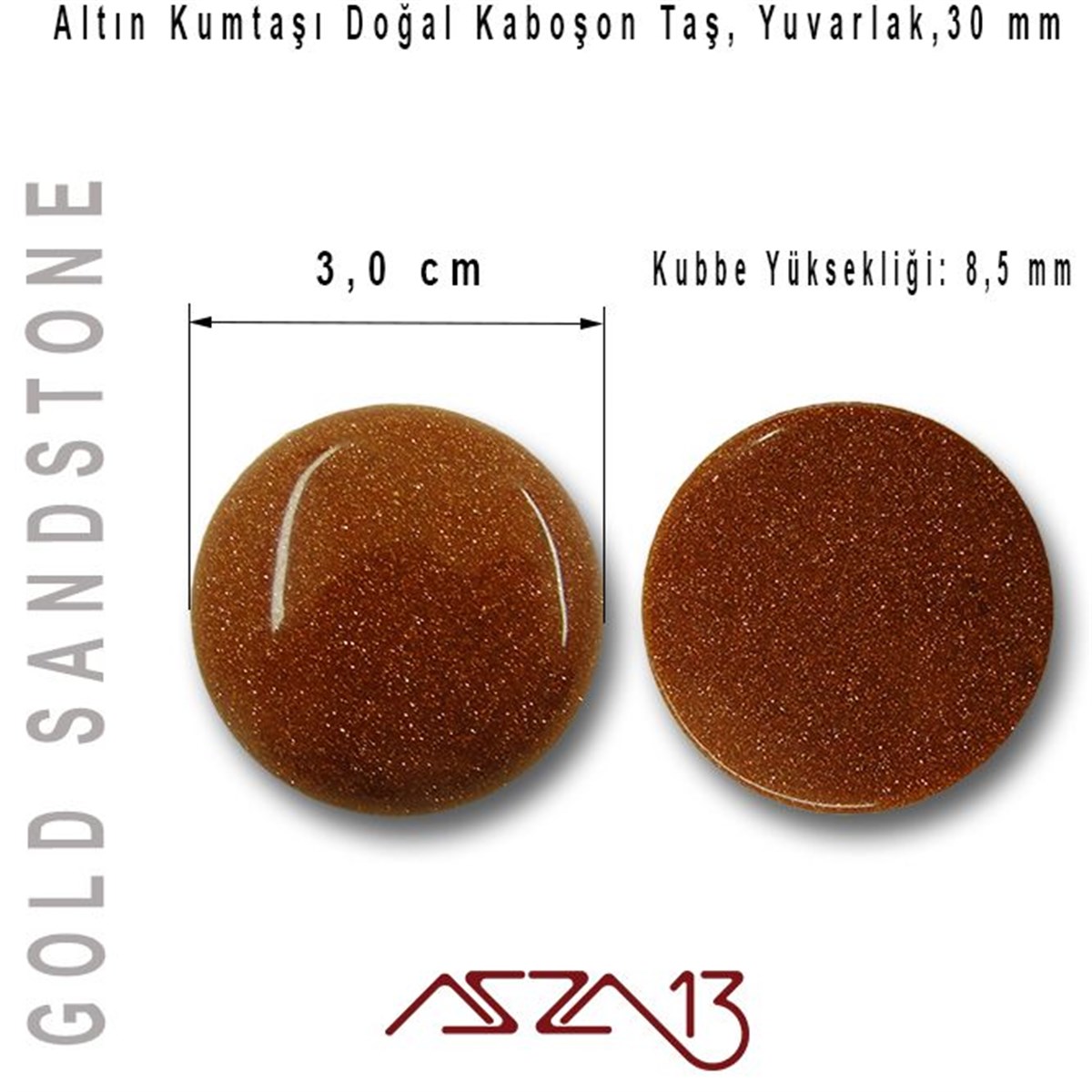 Altın Kumtaşı, 30 mm, Doğal Taş Kaboşon / Paket İçeriği 1 Adet