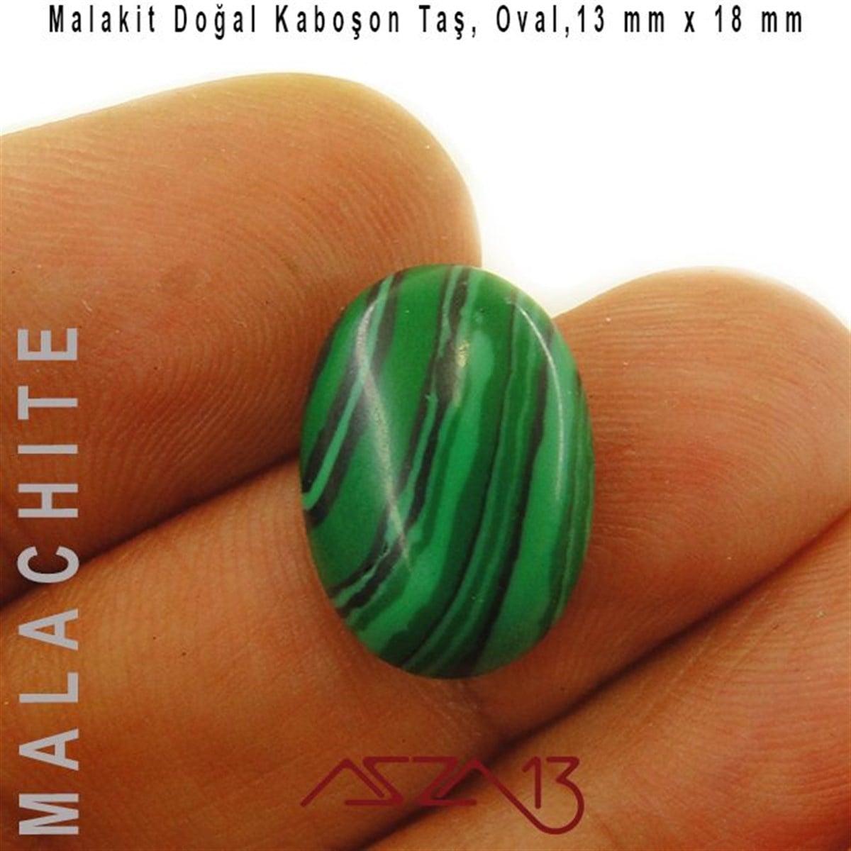 Malakit, 13x18 mm, Doğal Taş Kaboşon / Paket İçeriği 1 Adet