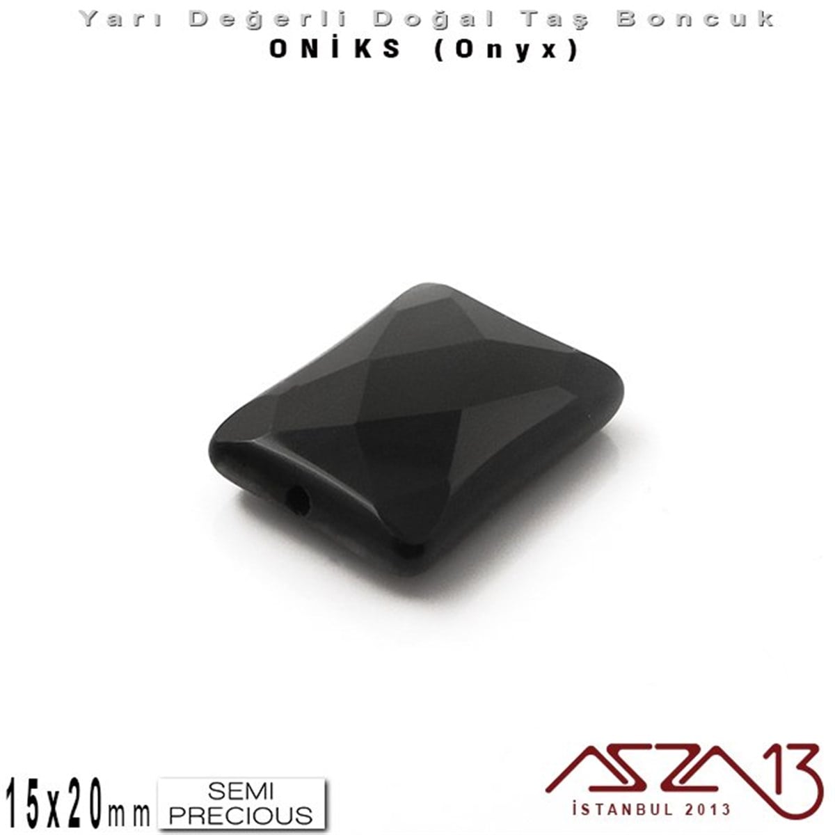 15x20 mm - Dikdörtgen, Parlak - Geodezik Yüzey - Oniks (Onyx) / 1 Adet