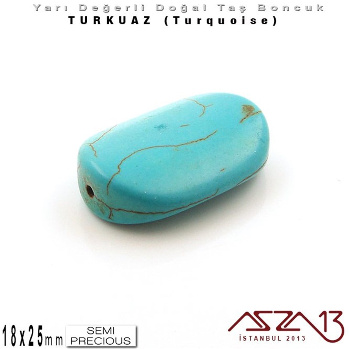 18x25 mm - Rhombus - Düz Yüzey - Mavi Turkuaz (Turquoise) / 1 Adet