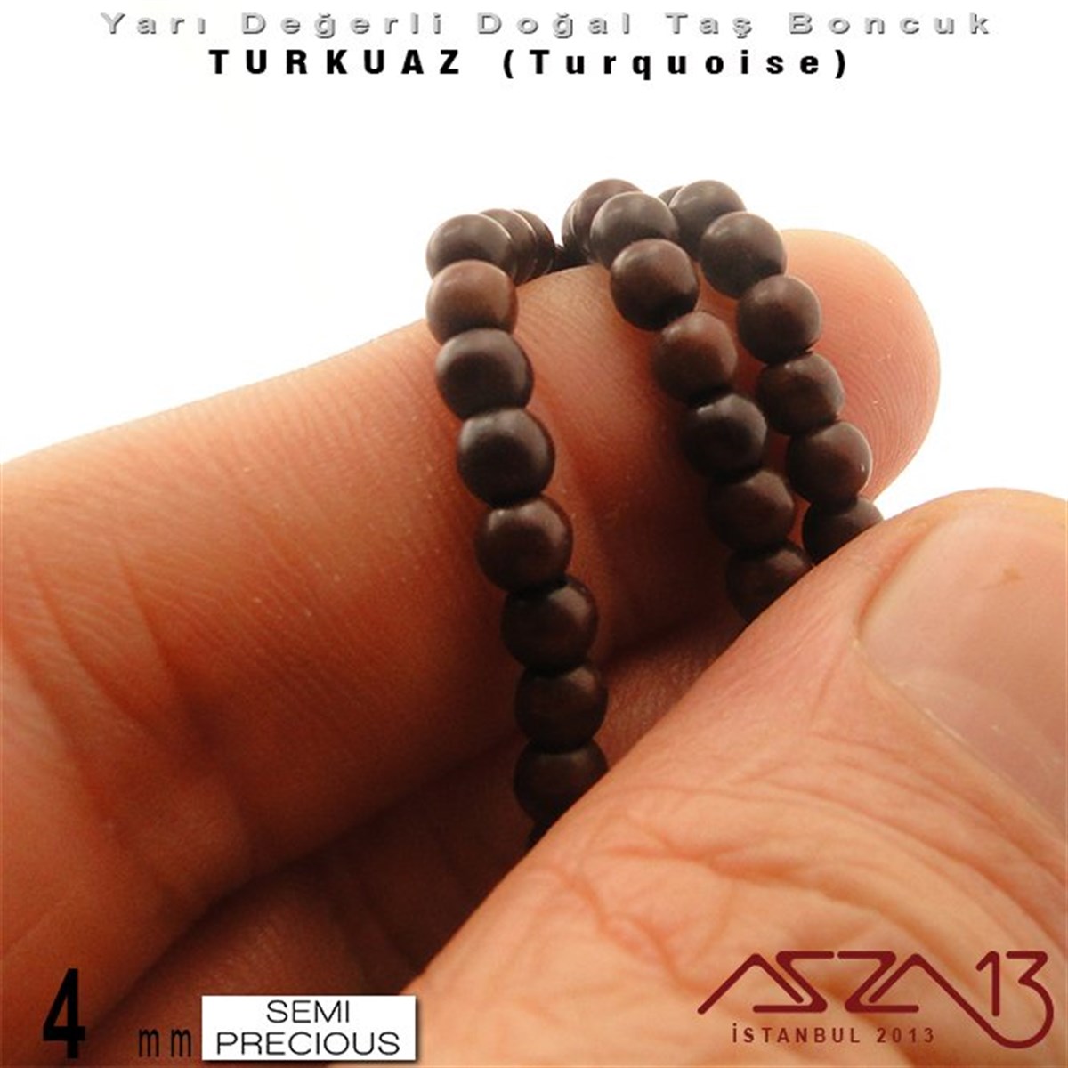 4 mm - Yuvarlak - Düz Yüzey - Kahve Turkuaz (Turquoise) / 111 Adet