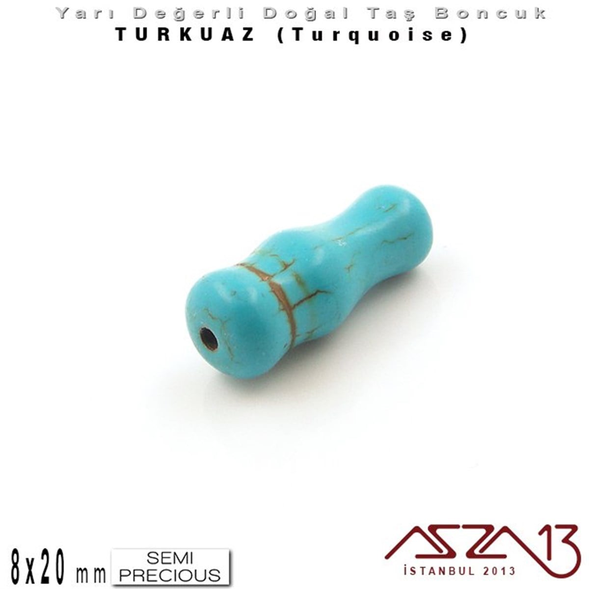 8x20 mm - İmame - Düz Yüzey - Mavi Turkuaz (Turquoise) / 1 Adet