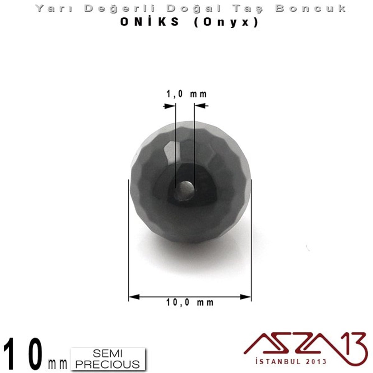 10 mm - Yuvarlak, Parlak - Geodezik Yüzey - Oniks (Onyx) / 7 Adet
