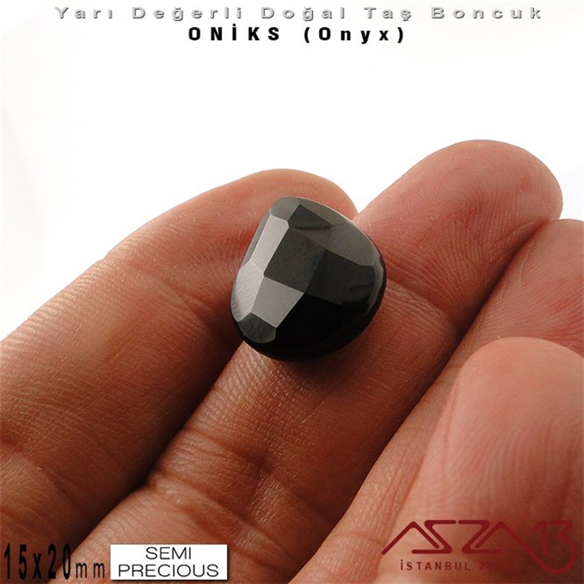 15x20 mm - Yassı Damla, Parlak - Geodezik Yüzey - Oniks (Onyx) / 1 Adet