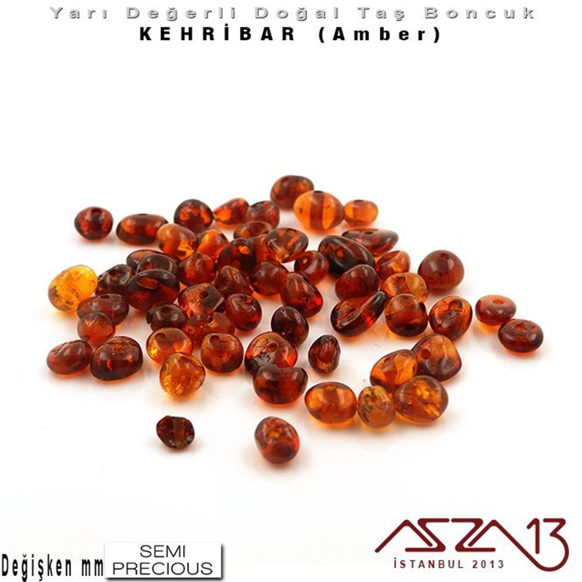 Değişken Ebatlarda - Amorf (Bebek Dişi) - Konyak Rengi, Düz Yüzey - Kehribar (Amber) / 50 Adet