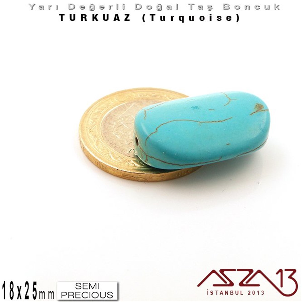 18x25 mm - Rhombus - Düz Yüzey - Mavi Turkuaz (Turquoise) / 1 Adet