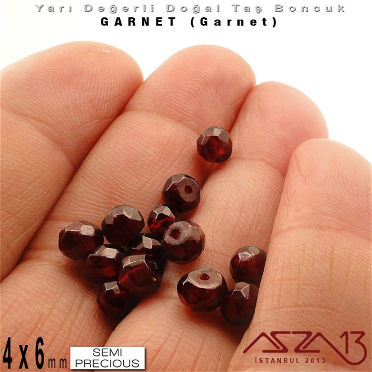 4x6 mm - Rondela - Geodezik Yüzey - Garnet (Garnet) / 13 Adet