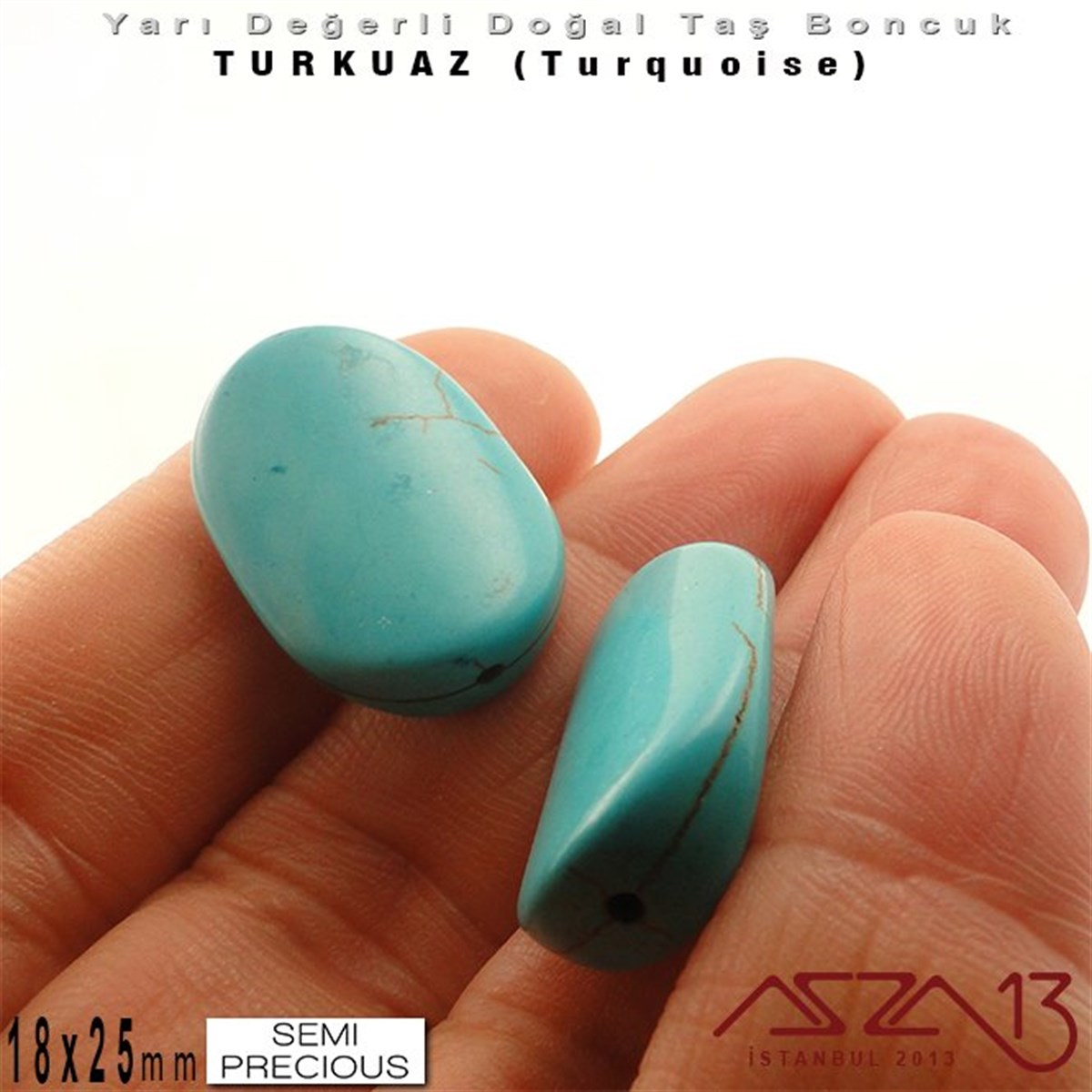 18x25 mm - Rhombus - Düz Yüzey - Mavi Turkuaz (Turquoise) / 1 Adet