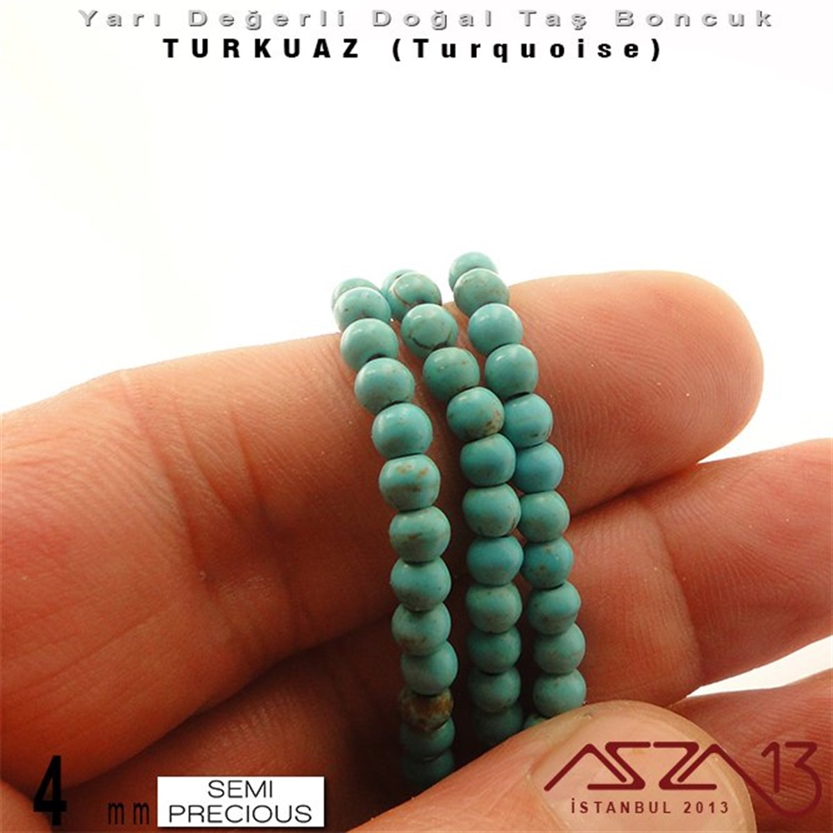 4 mm - Yuvarlak - Düz Yüzey - Mavi Turkuaz (Turquoise) / 111 Adet