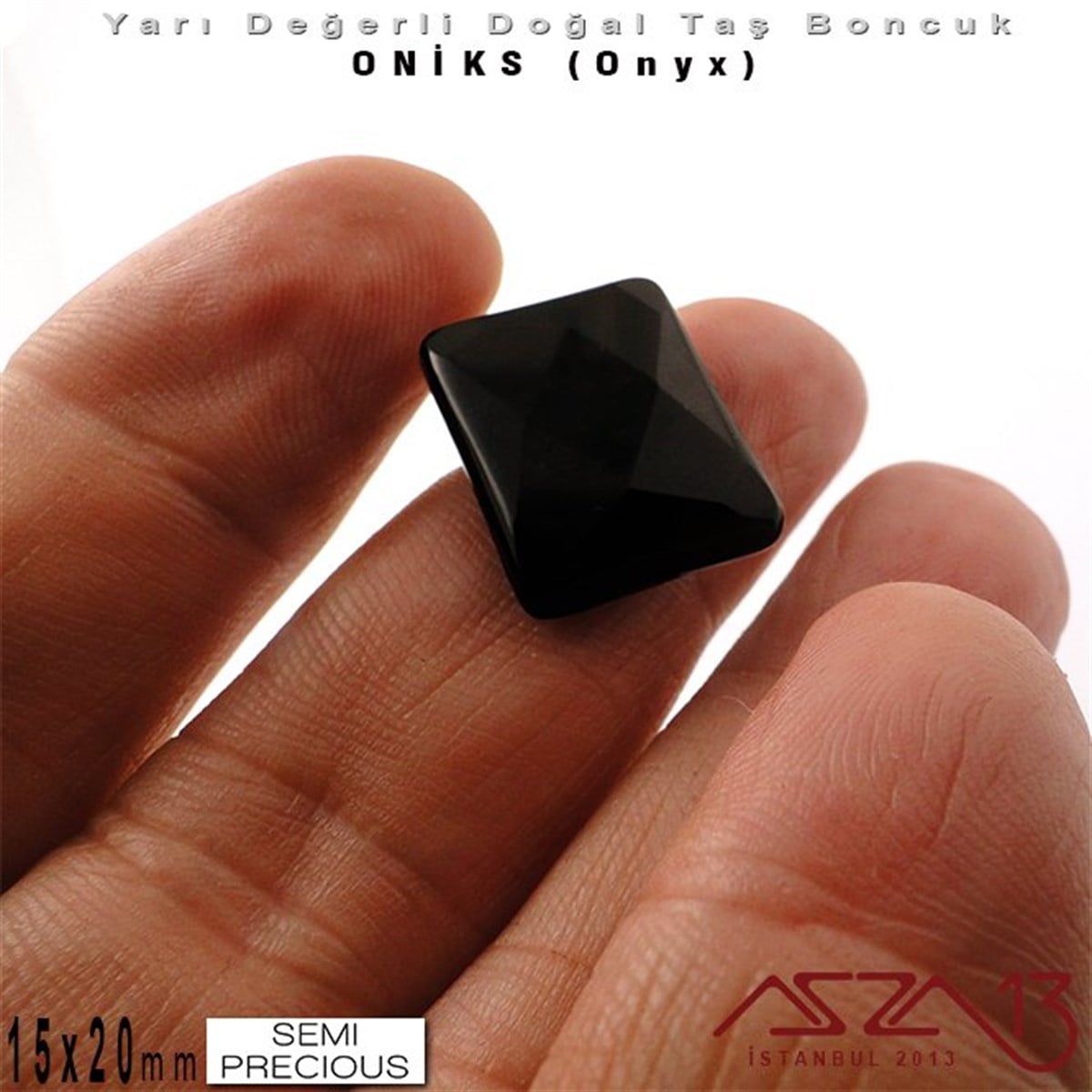 15x20 mm - Dikdörtgen, Parlak - Geodezik Yüzey - Oniks (Onyx) / 1 Adet