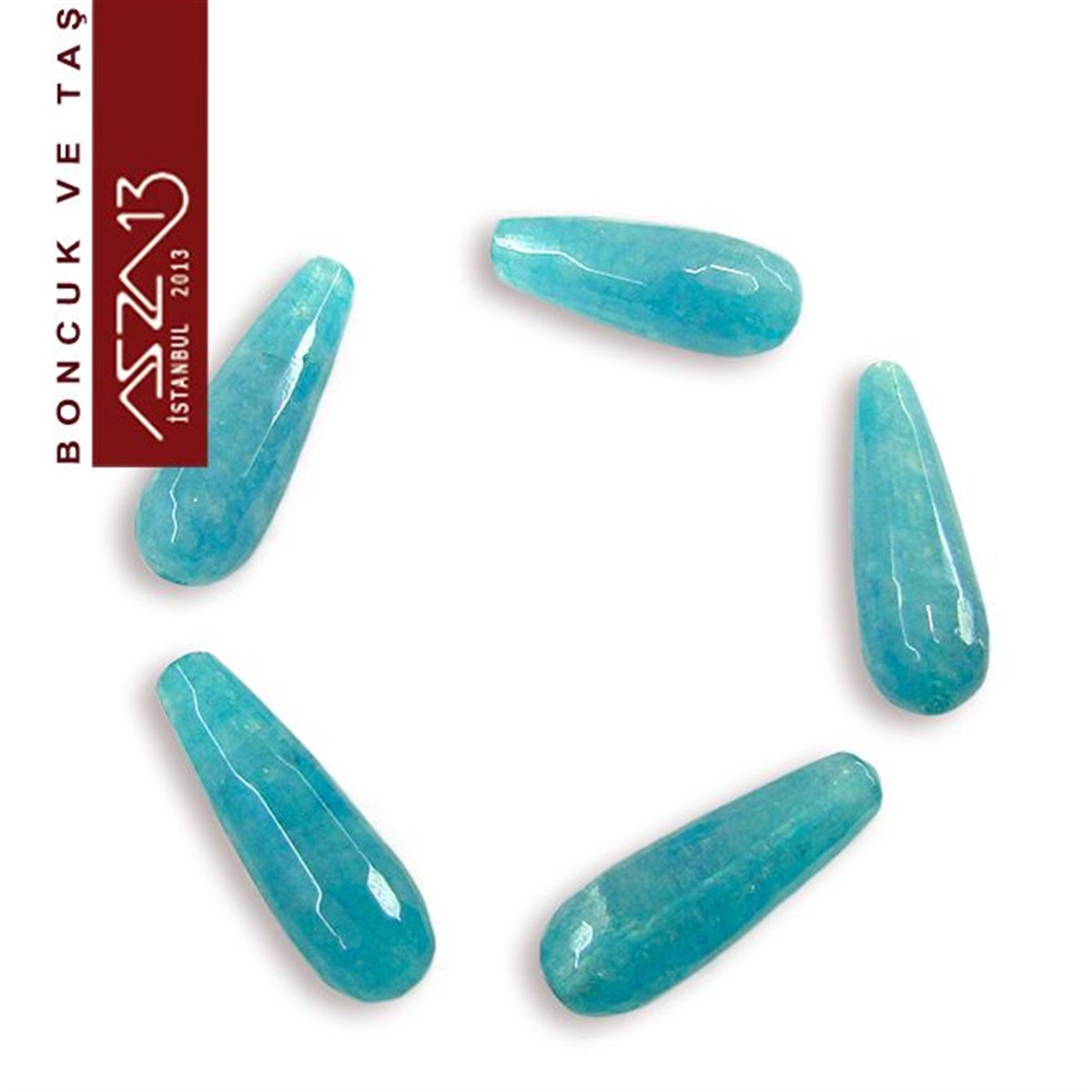 5 Adet / 8x22 mm  Damla, Düz Yüzeyli Kuartz (Quartz)