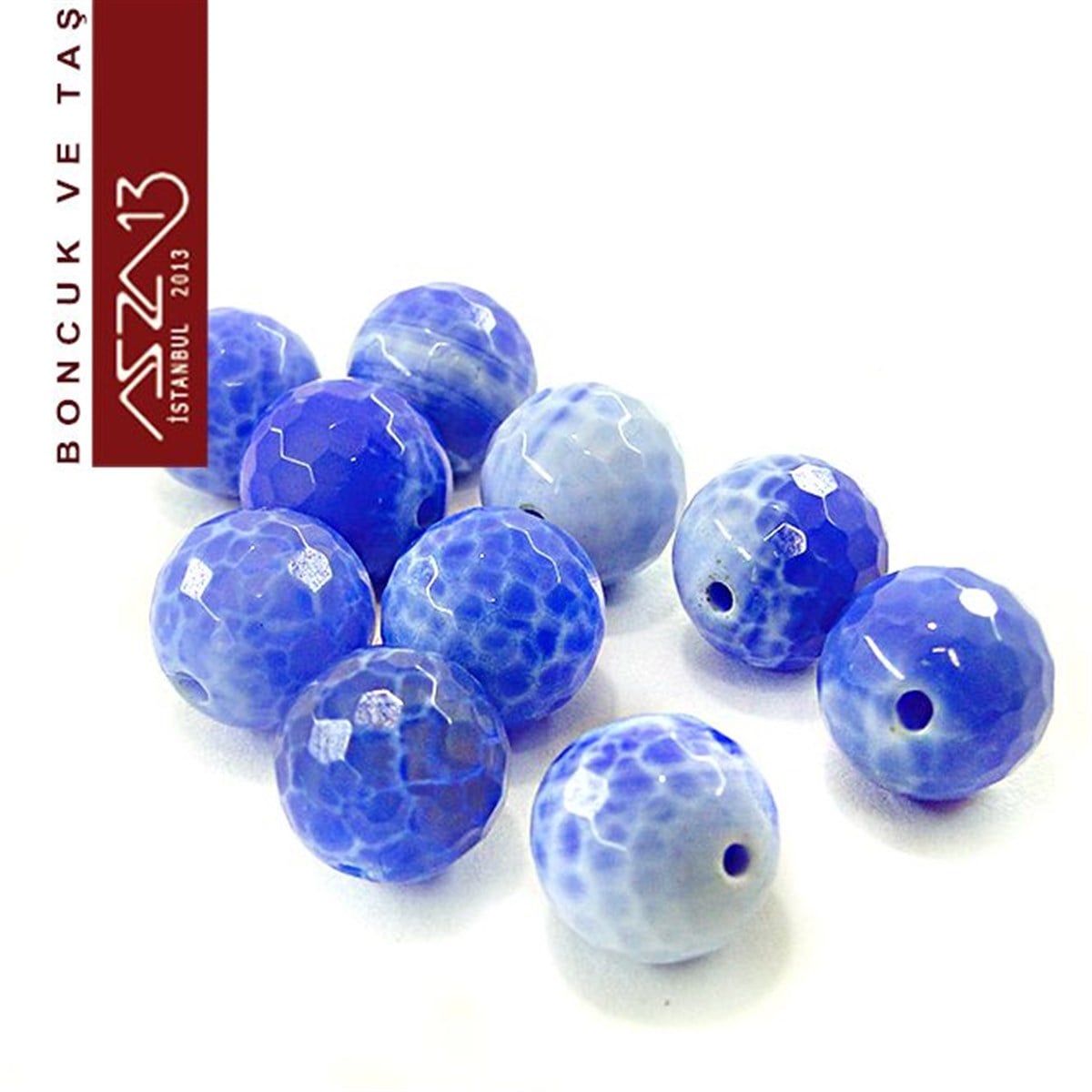 10 Adet / 10 mm, Fasetli Yuvarlak Kalsedon (Calsedon)