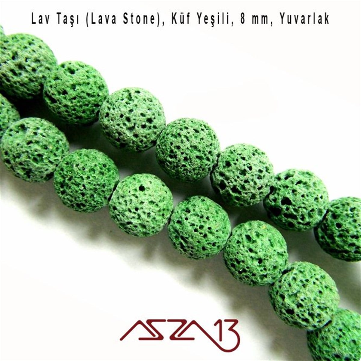 50 Adet / 8 mm,  Gözenekli Yüzey Küf Yeşili Lav Taşı