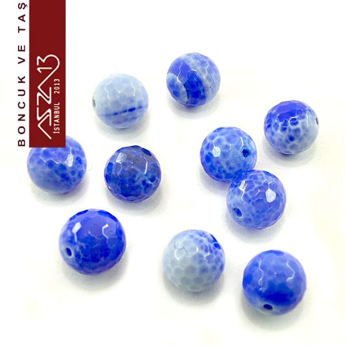 10 Adet / 10 mm, Fasetli Yuvarlak Kalsedon (Calsedon)