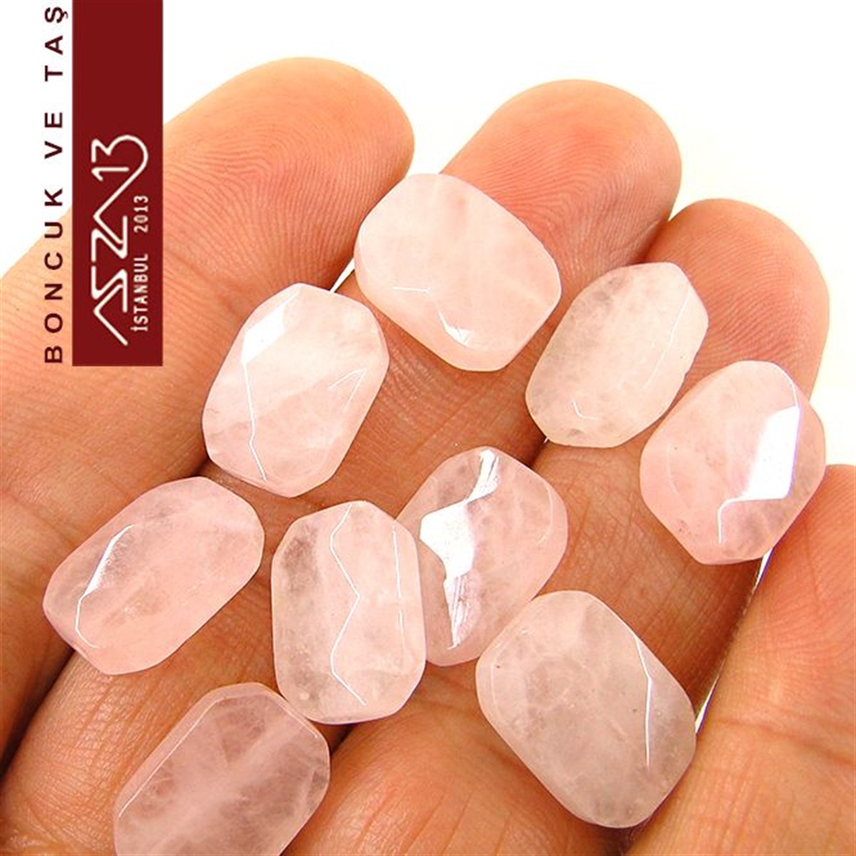 9 Adet / 10x15 mm Dikdörtgen, Fasetli Yüzey Kuartz (Quartz)