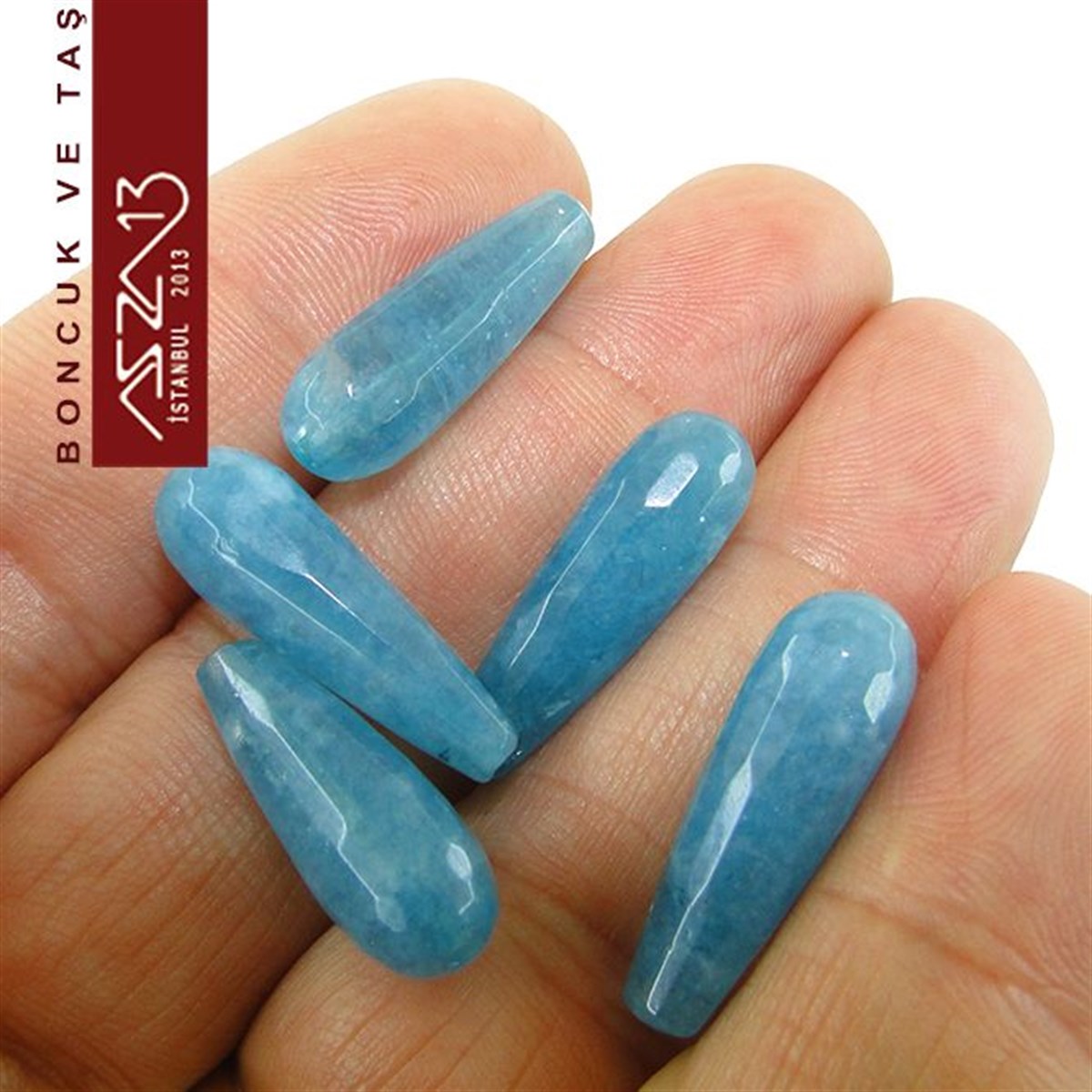 5 Adet / 8x22 mm  Damla, Düz Yüzeyli Kuartz (Quartz)