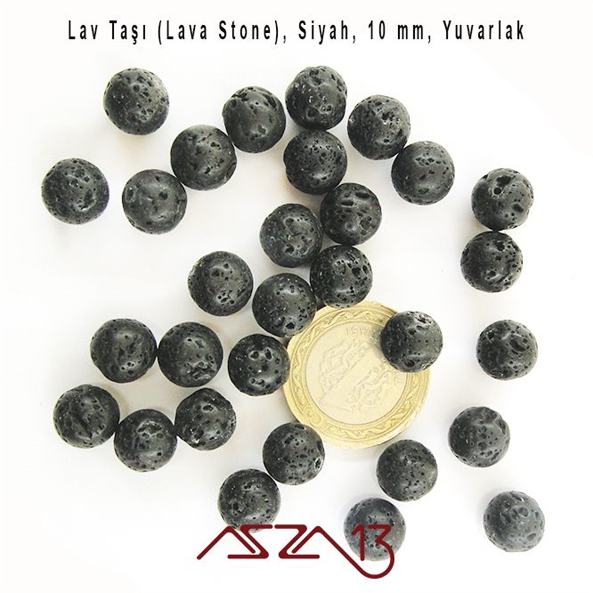 30 Adet / 10 mm,  Gözenekli Yüzey Siyah Lav Taşı