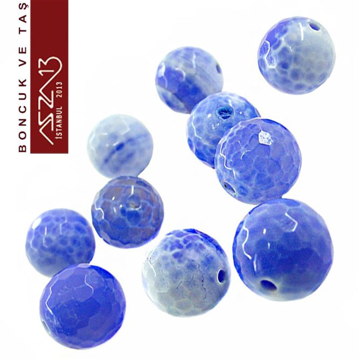 10 Adet / 10 mm, Fasetli Yuvarlak Kalsedon (Calsedon)