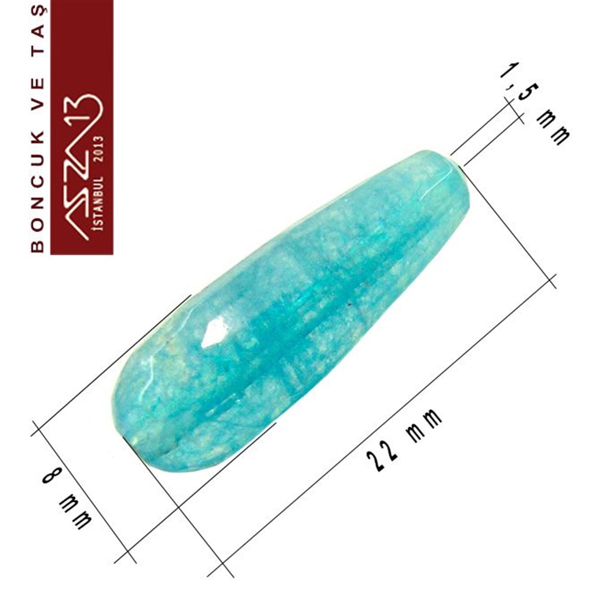 5 Adet / 8x22 mm  Damla, Düz Yüzeyli Kuartz (Quartz)