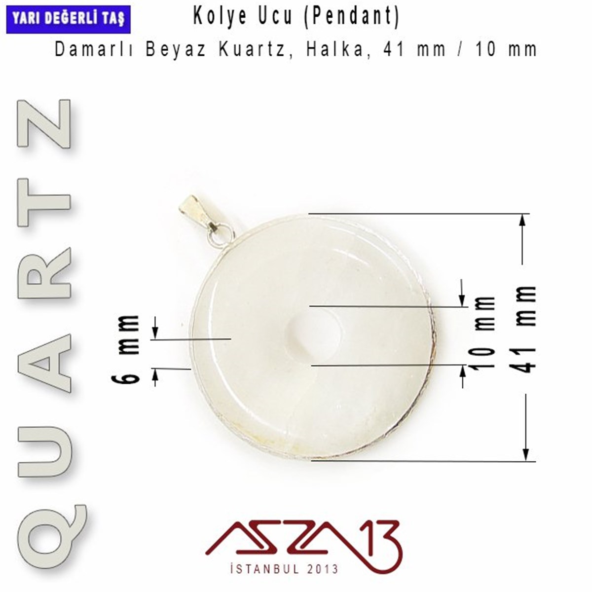 Kuartz, Halka Kolye Ucu / Paket İçeriği 1 Adet