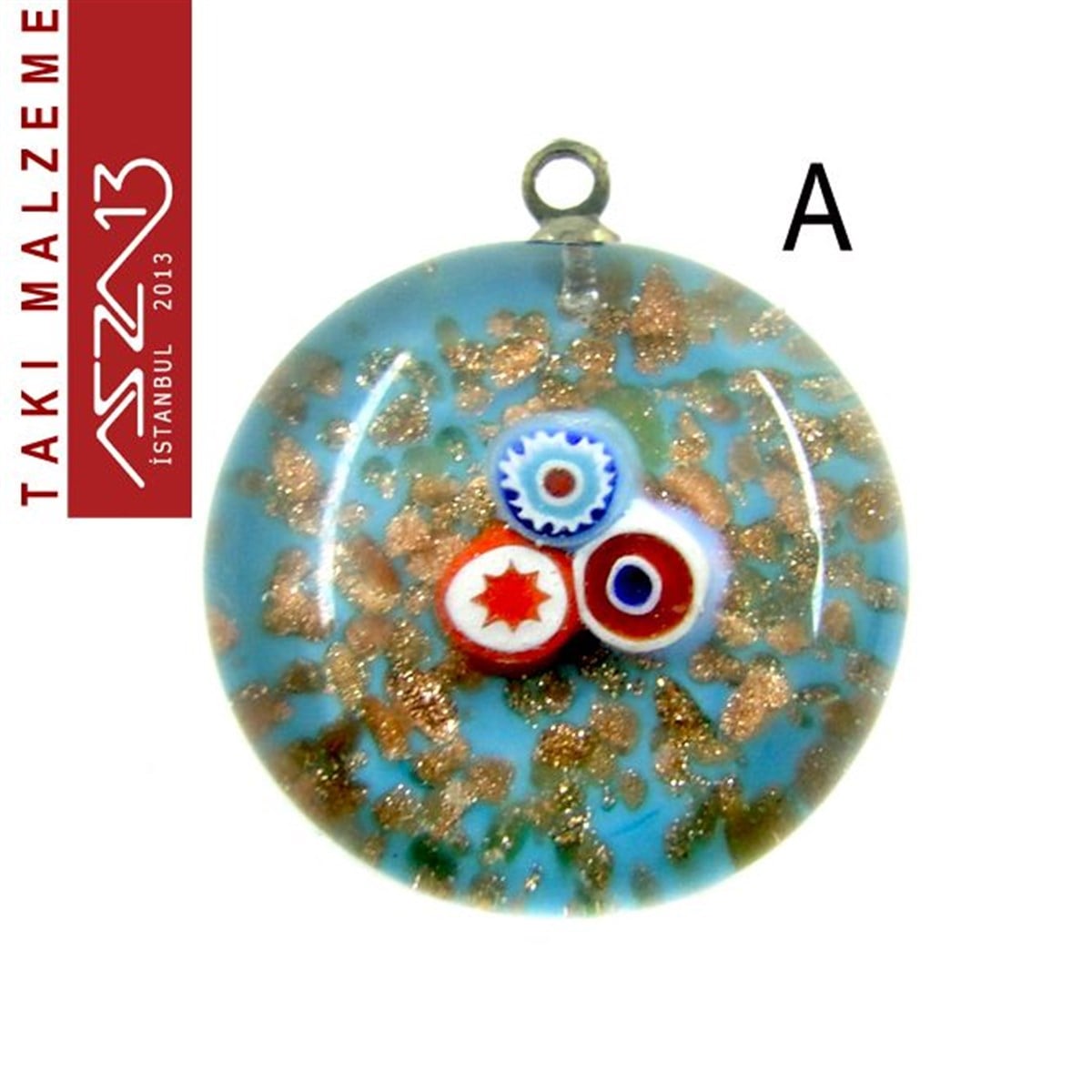 Yuvarlak 19 mm Desenli Tek Kulplu Cam Ara Malzeme / Paket İçeriği 1 Adet