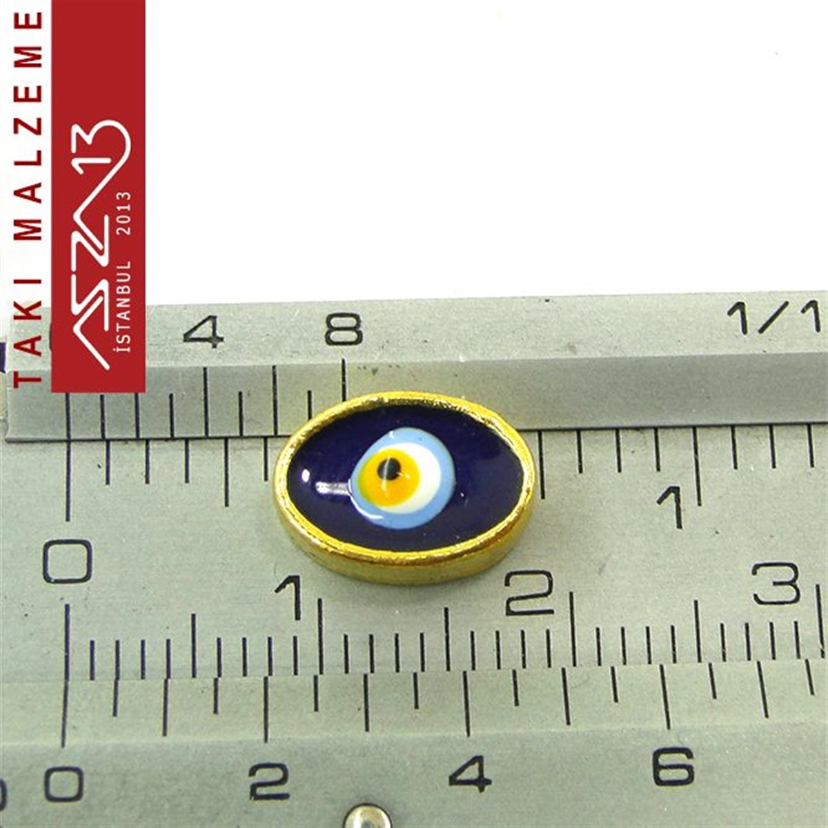 Altın Kaplamalı Oval 7x10 mm, Mineli Metal Boncuk Ara Malzeme / Paket İçeriği 1 Adet
