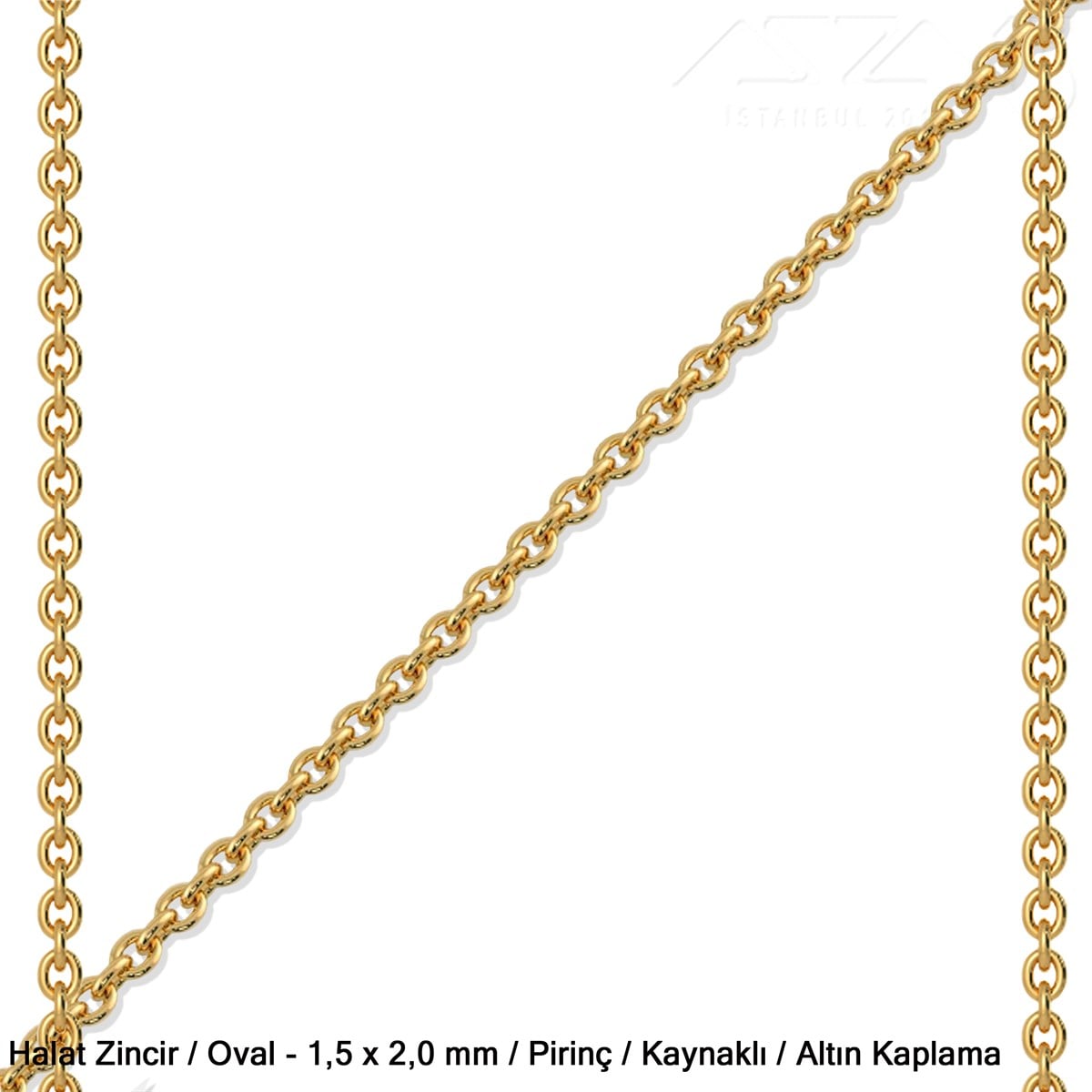 Zincir - Halat Tip - Oval 1,5 mm - Altın Kaplama - Kaynaklı  / 1 Metre