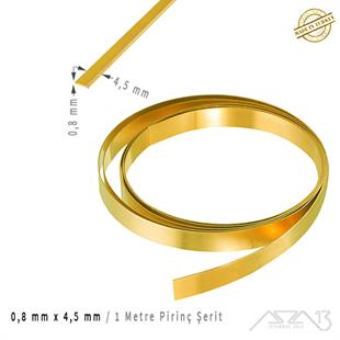 0.8 mm x 4,5 mm / 1 Metre Pirinç Şerit