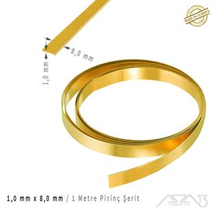 1,0 mm x 8,0 mm / 1 Metre Pirinç Şerit