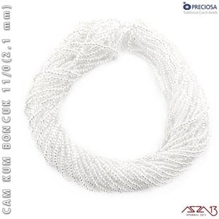 Metalik Beyaz Cam Kum Boncuk 11/0 (2,1 mm) 40 gr