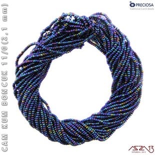 Metalik Janjanlı Lacivert Cam Kum Boncuk 11/0 (2,1 mm) 40 gr