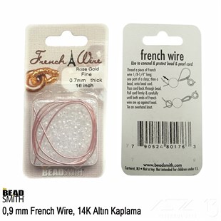 Rose Altın Kaplama, 0,7 mm İçi Boş Metal Tel / French Wire / Paket İçeriği 35 cm