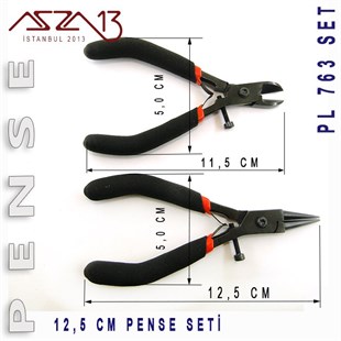 3lü Düz Burun, Yuvarlak Burun ve Yan Keski Seti - 125 mm