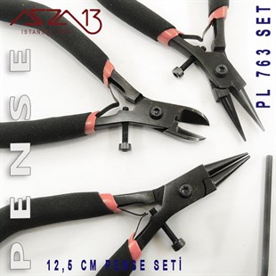 3lü Düz Burun, Yuvarlak Burun ve Yan Keski Seti - 125 mm
