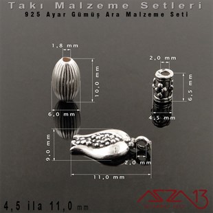 925 K - Gümüş Ara Parça Seti / 3,48 Gram