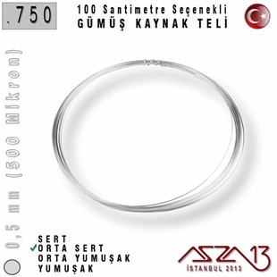 750 Ayar - 0,5 mm (500 Mikron) - Yuvarlak Gümüş Kaynak Teli / 1 Metre