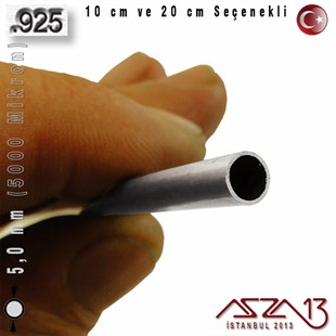 925 Ayar - 5,0 mm (5000 Mikron) Çapında - Yuvarlak Gümüş Boru / 10 ve 20 cm Seçenekli