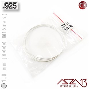 925 Ayar - 1,0 mm (1000 Mikron) - Yuvarlak Gümüş Tel / 1 Metre