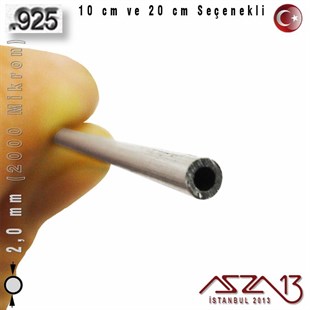 925 Ayar - 2,0 mm (2000 Mikron) Çapında - Yuvarlak Gümüş Boru / 10 ve 20 cm Seçenekli