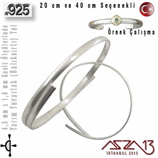 925 Ayar - 4,5 mm / 1,6 mm Ölçülerinde - Yarım Yuvarlak (Balıksırtı) Gümüş Tel / 20 ve 40 cm Seçenekli