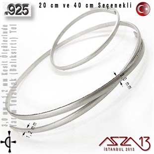 925 Ayar - 3,0 mm / 1,2 mm Ölçülerinde - Yarım Yuvarlak (Balıksırtı) Gümüş Tel / 20 ve 40 cm Seçenekli