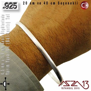 925 Ayar - 4,5 mm / 1,6 mm Ölçülerinde - Yarım Yuvarlak (Balıksırtı) Gümüş Tel / 20 ve 40 cm Seçenekli