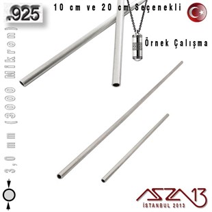 925 Ayar - 3,0 mm (3000 Mikron) Çapında - Yuvarlak Gümüş Boru / 10 ve 20 cm Seçenekli