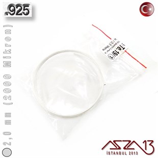 925 Ayar - 2,0 mm (2000 Mikron) - Yuvarlak Gümüş Tel / 50 Santimetre