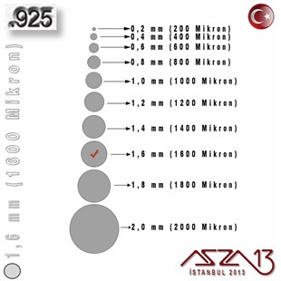 925 Ayar - 1,6 mm (1600 Mikron) - Yuvarlak Gümüş Tel / 50 Santimetre