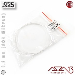 925 Ayar - 0,8 mm (800 Mikron) - Yuvarlak Gümüş Tel / 1 Metre