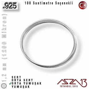 925 Ayar - 1,2 mm (1200 Mikron) - Yuvarlak Gümüş Tel / 1 Metre