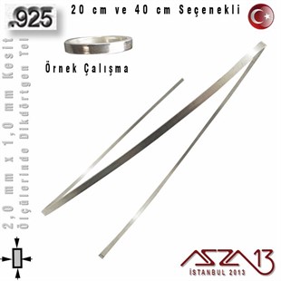 925 Ayar - 2,0 mm / 1,0 mm Ölçülerinde - Dikdörtgen Gümüş Tel / 20 ve 40 cm Seçenekli