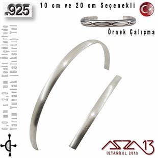 925 Ayar - 6,0 mm / 2,0 mm Ölçülerinde - Yarım Yuvarlak (Balıksırtı) Gümüş Tel / 10 ve 20 cm Seçenekli